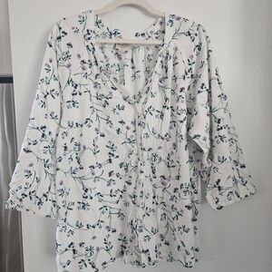 St. John's Bay Floral Blouse - White and Purple